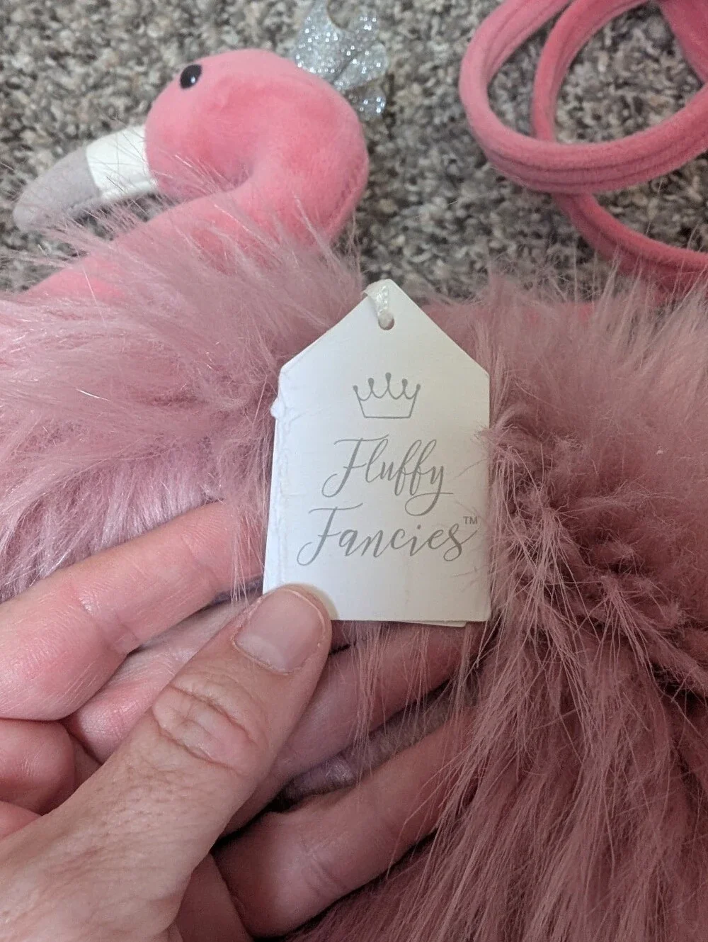Jellycat Fluffy Fancies Pink Flamingo Plush Crossbody Bag Purse